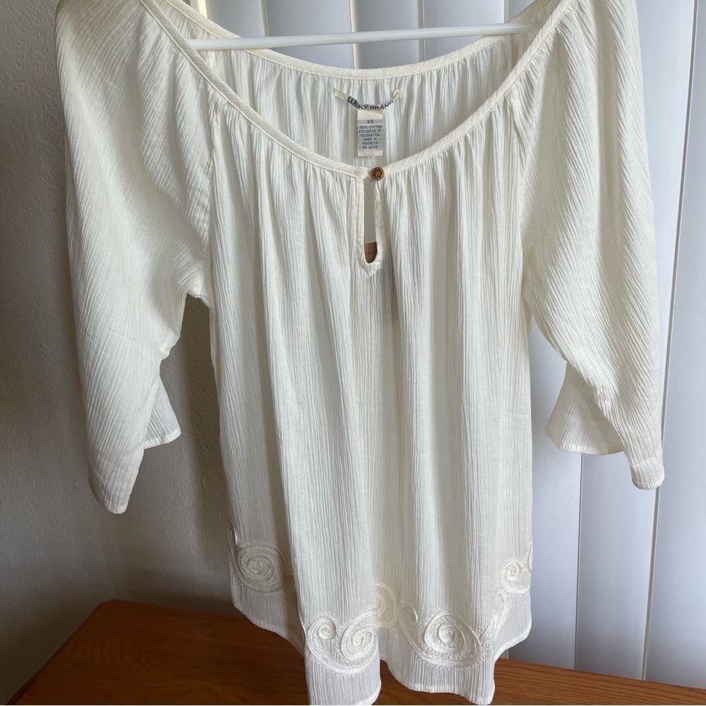 Lucky Brand Cream Peasant Blouse Cream Size XS - Picture 3 of 16
